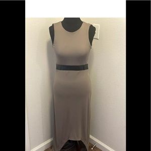2 FOR $20 COSTA BLANCA TAUPE MAXI DRESS GOWN HIGH LOW